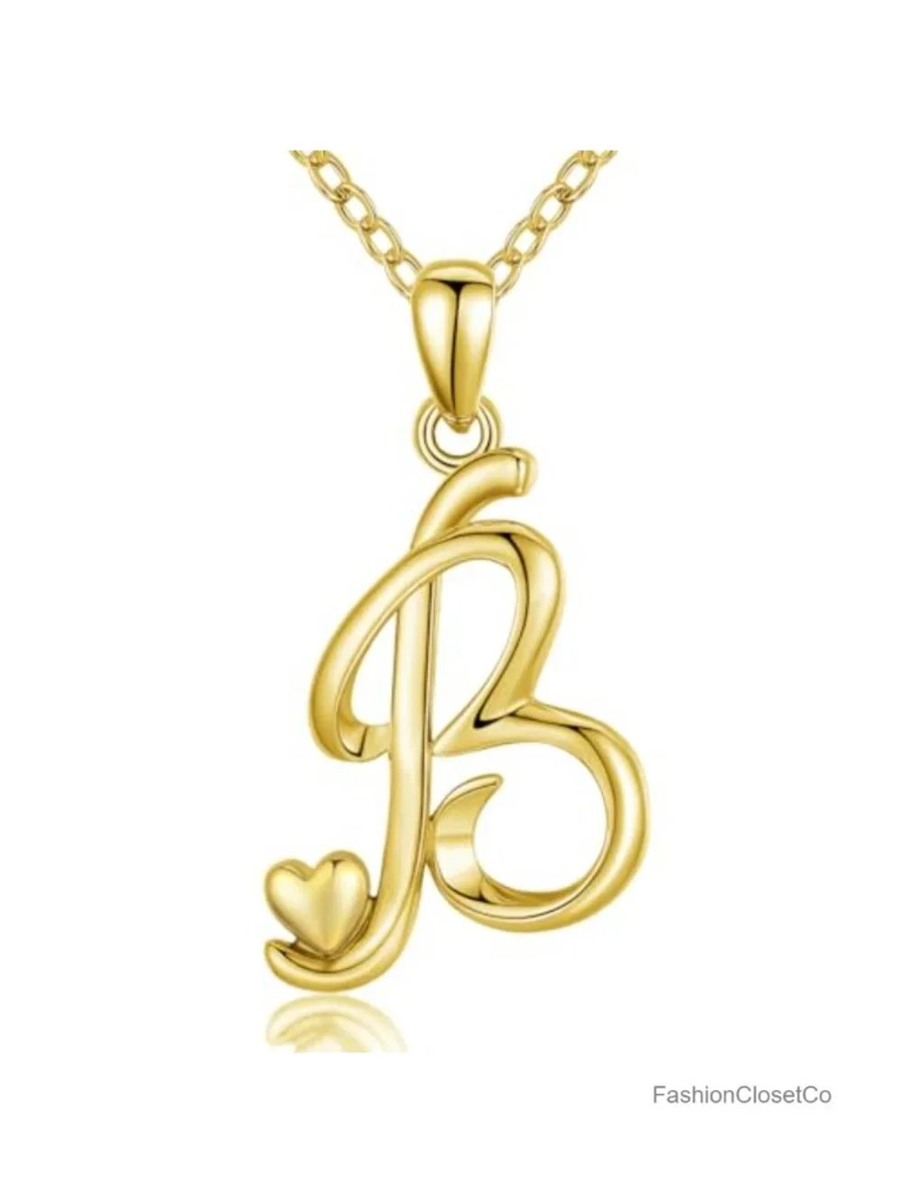 925 Sterling Silver Gold Plated Initial Pendant Necklace 18 Inch Chain